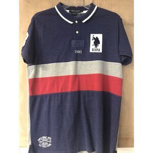 US Polo Assn. Men's Cotton Mesh Polo Shirt Blue/Red/White‎ Size XL